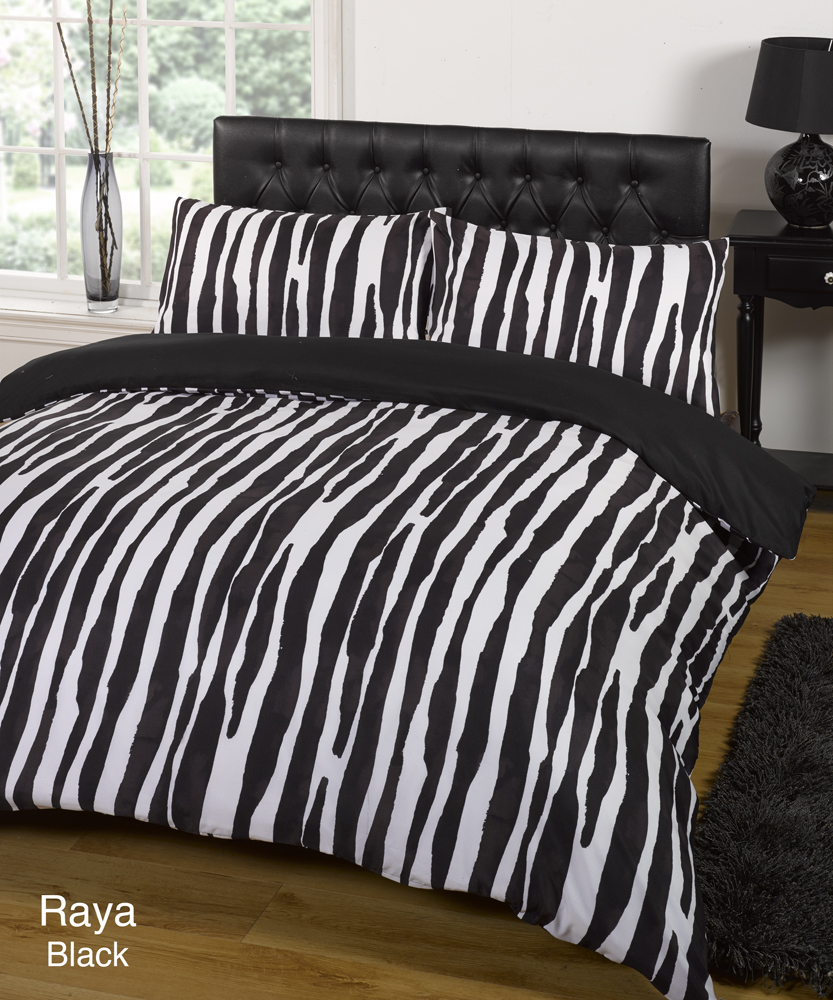 Duvet Quilt Cover Bedding Set Black White Single Double King Kingsize